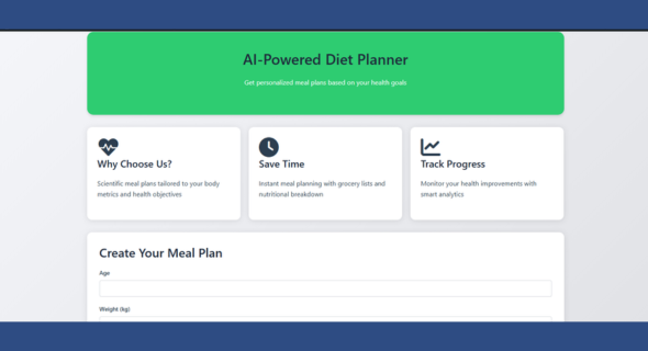 I develop an AI-powered diet planner tool for personalized meal plans